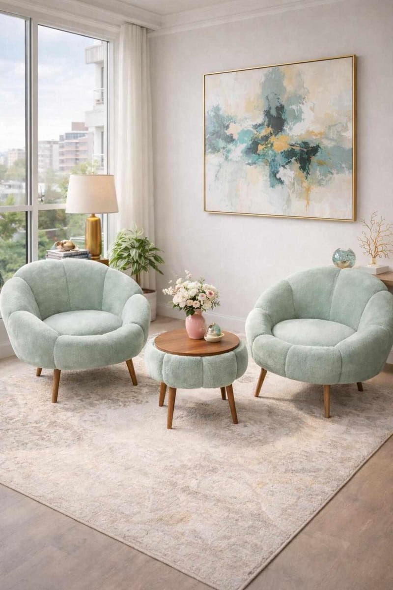 Wing Chair & Coffee Table Set (3 Pieces) Atelier Del Sofa