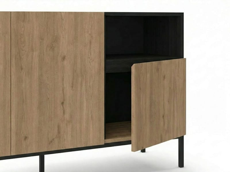 Morlen Konsoll 140x80x41,8 cm - Natural Oak, Wood Black, Sandstone - Oppbevaring - Oppbevaringsmøbler - Sideboard & skjenk
