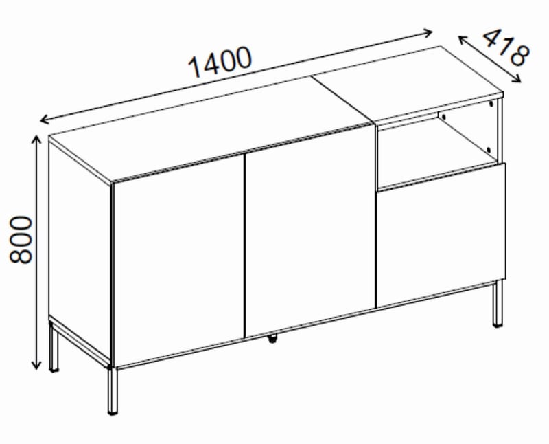Morlen Konsoll 140x80x41,8 cm - Natural Oak, Wood Black, Sandstone - Oppbevaring - Oppbevaringsmøbler - Sideboard & skjenk
