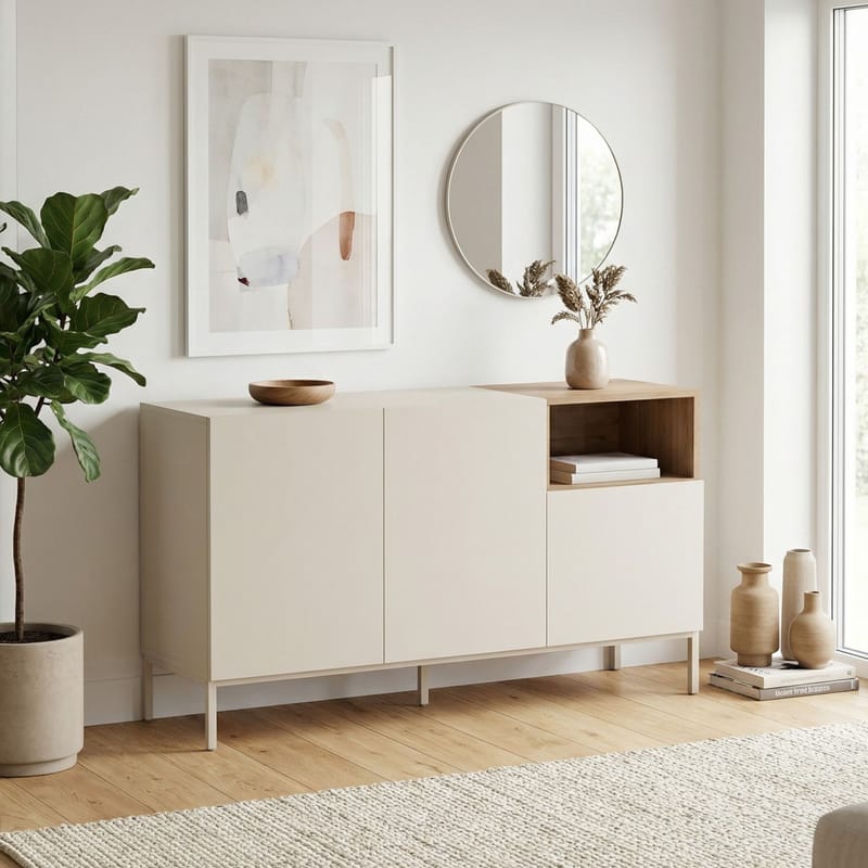 Morlen Konsoll 140x80x41,8 cm - Sandstein Naturlig eik - Oppbevaring - Oppbevaringsmøbler - Sideboard & skjenk