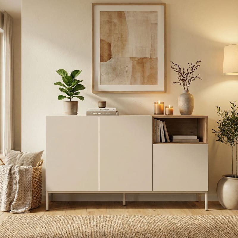 Morlen Konsoll 140x80x41,8 cm - Sandstein Naturlig eik - Oppbevaring - Oppbevaringsmøbler - Sideboard & skjenk