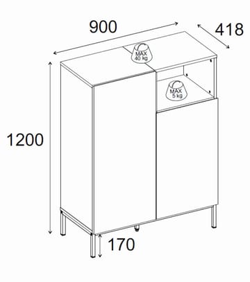 Morlen Skjenk 90x120x41,8 cm - Natural Oak, Wood Black, Sandstone - Oppbevaring - Oppbevaringsmøbler - Sideboard & skjenk