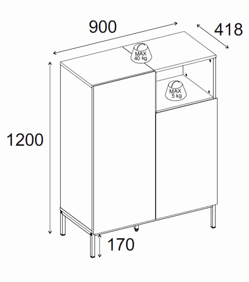Morlen Skjenk 90x120x41,8 cm - Natural Oak, Wood Black, Sandstone - Oppbevaring - Oppbevaringsmøbler - Sideboard & skjenk