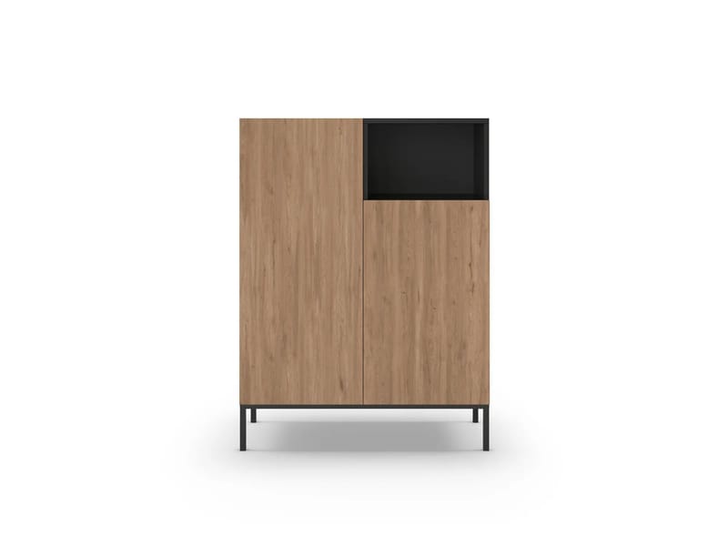 Morlen Skjenk 90x120x41,8 cm, Natural Oak, Wood Black, Sandstone