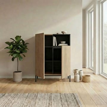 Morlen Skjenk 90x120x41,8 cm - Natural Oak, Wood Black, Sandstone - Oppbevaring - Oppbevaringsmøbler - Sideboard & skjenk