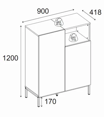 Morlen Skjenk 90x120x41,8 cm - Sandstein og naturlig eik - Oppbevaring - Oppbevaringsmøbler - Sideboard & skjenk