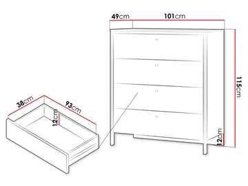 Navron Kommode 101 cm - Beige - Oppbevaring - Oppbevaringsmøbler - Kommode