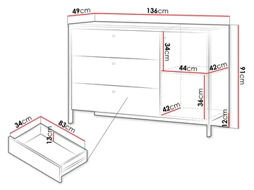 Navron Kommode 136 cm - Beige - Oppbevaring - Oppbevaringsmøbler - Kommode