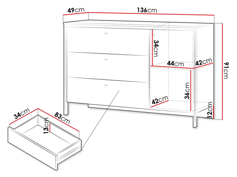 Navron Kommode 136 cm - Beige - Oppbevaring - Oppbevaringsmøbler - Kommode
