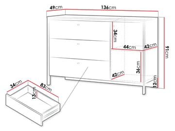 Navron Kommode 136 cm - Beige - Oppbevaring - Oppbevaringsmøbler - Kommode