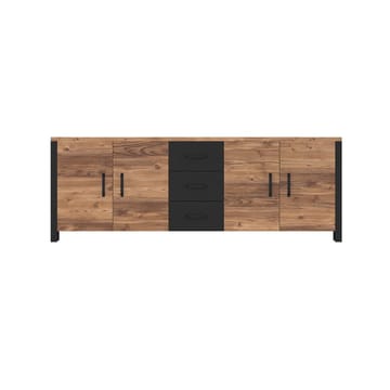 Olin Skjenk med 4 Dører og 3 Skuffer 220 cm i Tre med Furuutseende - Mellombrun - Oppbevaring - Oppbevaringsmøbler - Sideboard & skjenk