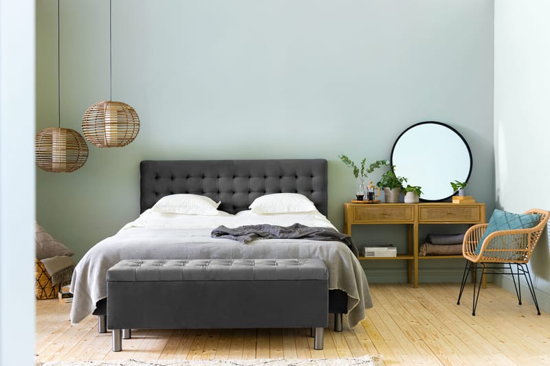 Ella Sengekiste 140cm Rutete - Mørkegrå - Oppbevaring - Oppbevaringsmøbler - Oppbevaringskiste & sengekiste