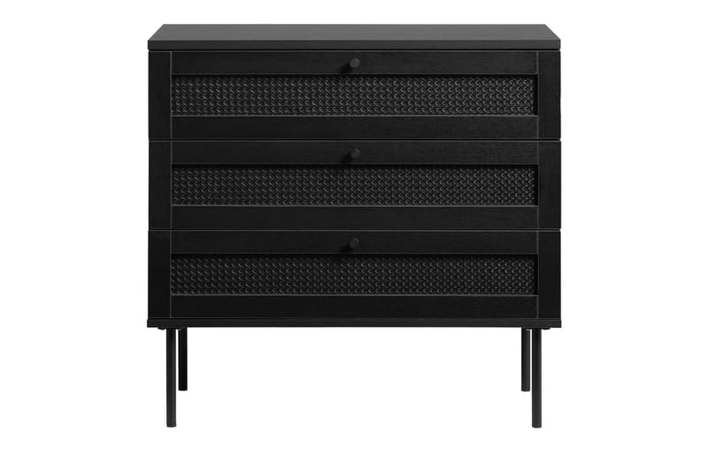 Kamello Oppbevaringskiste med tre skuffer 80 cm, Svart