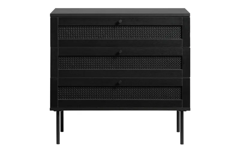 Kamello Oppbevaringskiste med tre skuffer 80 cm, Svart