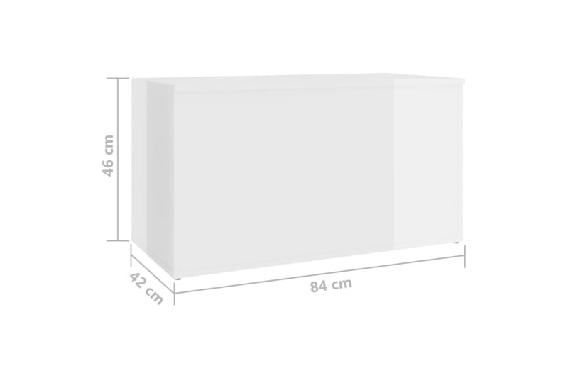 Oppbevaringskiste høyglans hvit 84x42x46 cm sponplate - Hvit - Oppbevaringskiste & sengekiste