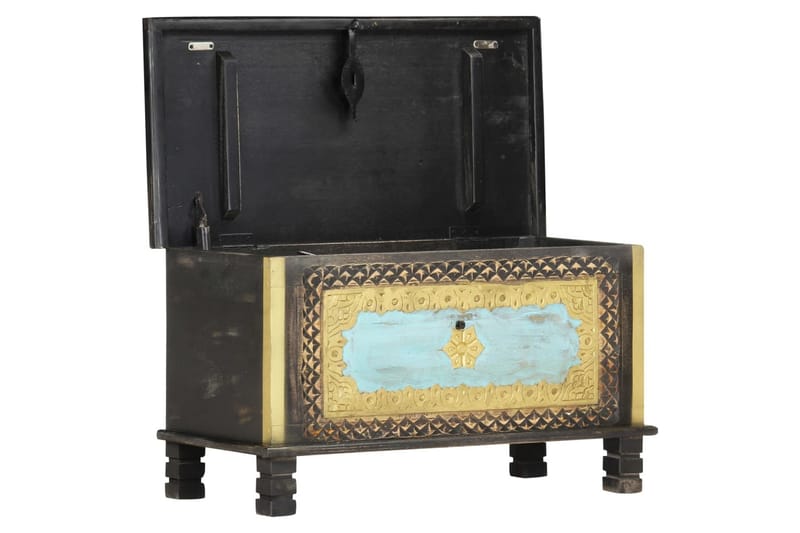 Oppbevaringskiste svart 80x40x45 cm heltre mango - Oppbevaringskiste & sengekiste