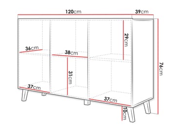 Orvik Skjenk 120 cm i Tre med Metallben - Hvit - Oppbevaring - Oppbevaringsmøbler - Sideboard & skjenk
