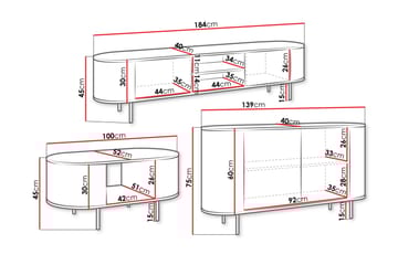 Pantego Møbelsett Til Stue - Brun - Oppbevaring - Oppbevaringsmøbler - Møbelsett til stue