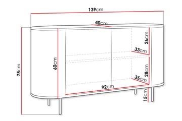 Pantego Skjenk 139x40 cm - Rosa - Oppbevaring - Oppbevaringsmøbler - Sideboard & skjenk