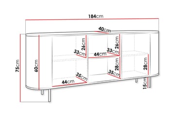 Pantego Skjenk 184x40 cm i Tre med Metallben - Brun - Oppbevaring - Oppbevaringsmøbler - Sideboard & skjenk