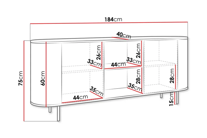 Pantego Skjenk 184x40 cm - Oppbevaring - Oppbevaringsmøbler - Sideboard & skjenk