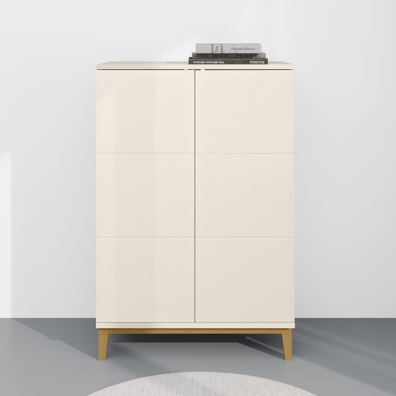 Pelle høyskap 80x121 cm - Kasjmir og eik - Oppbevaring - Oppbevaringsmøbler - Sideboard & skjenk