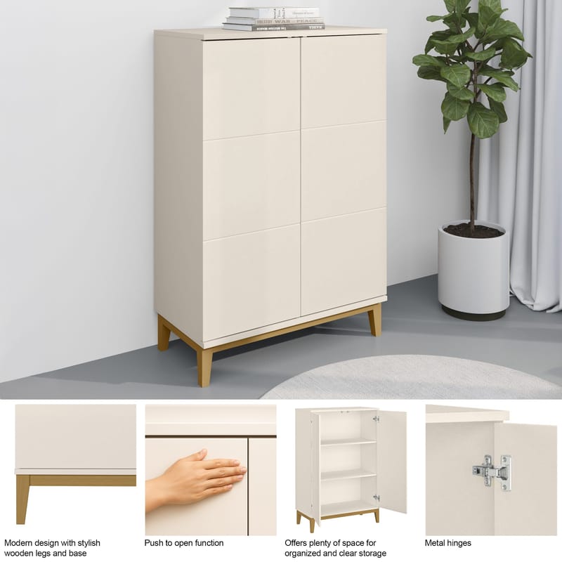 Pelle høyskap 80x121 cm - Kasjmir og eik - Oppbevaring - Oppbevaringsmøbler - Sideboard & skjenk
