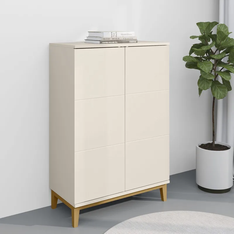 Pelle høyskap 80x121 cm - Kasjmir og eik - Oppbevaring - Oppbevaringsmøbler - Sideboard & skjenk