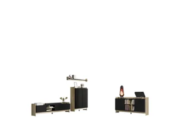 Polina Møbelsett til Stue - Brun / Svart - Oppbevaring - Oppbevaringsmøbler - Møbelsett til stue