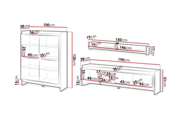 Polina Møbelsett til Stue - Brun / Svart - Oppbevaring - Oppbevaringsmøbler - Møbelsett til stue