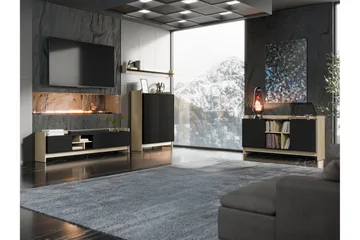 Polina Møbelsett til Stue - Brun / Svart - Oppbevaring - Oppbevaringsmøbler - Møbelsett til stue