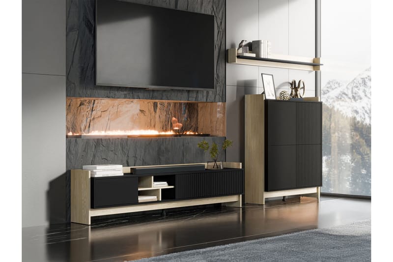 Polina Møbelsett til Stue - Brun / Svart - Oppbevaring - Oppbevaringsmøbler - Møbelsett til stue