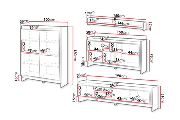 Polina Møbelsett til Stue - Brun / Svart - Oppbevaring - Oppbevaringsmøbler - Møbelsett til stue