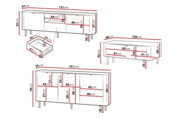 Pollena Møbelsett Til Stue - Brun - Oppbevaring - Oppbevaringsmøbler - Møbelsett til stue