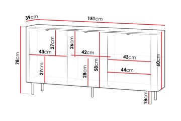 Pollena Skjenk 151x39 cm - Brun - Oppbevaring - Oppbevaringsmøbler - Sideboard & skjenk