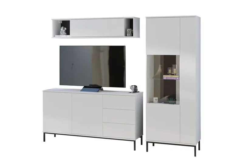 Querty Stuesett LED-belysning 4 Deler Hvit LED - Hvit - Oppbevaring - Oppbevaringsmøbler - Møbelsett til stue