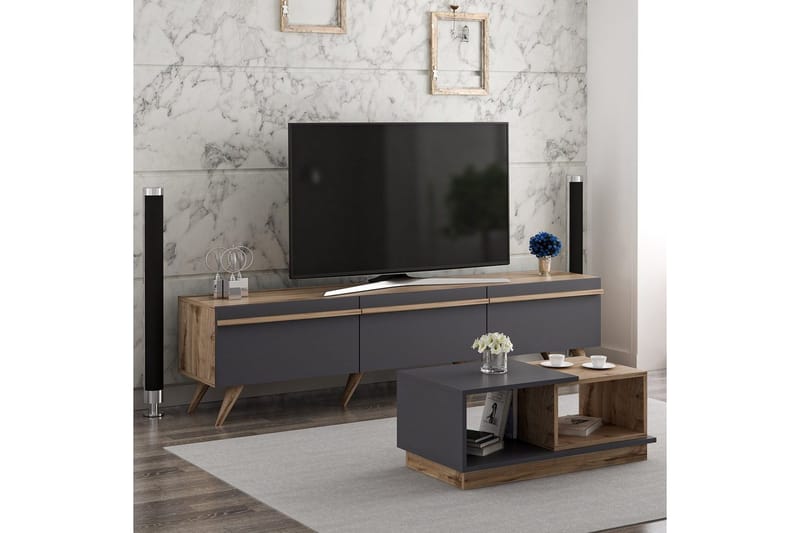 Ravinarville Møbelsett for Stue - Antrasitt/Valnøtt - Oppbevaring - Oppbevaringsmøbler - Møbelsett til stue