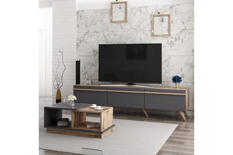 Ravinarville Møbelsett for Stue - Antrasitt/Valnøtt - Oppbevaring - Oppbevaringsmøbler - Møbelsett til stue