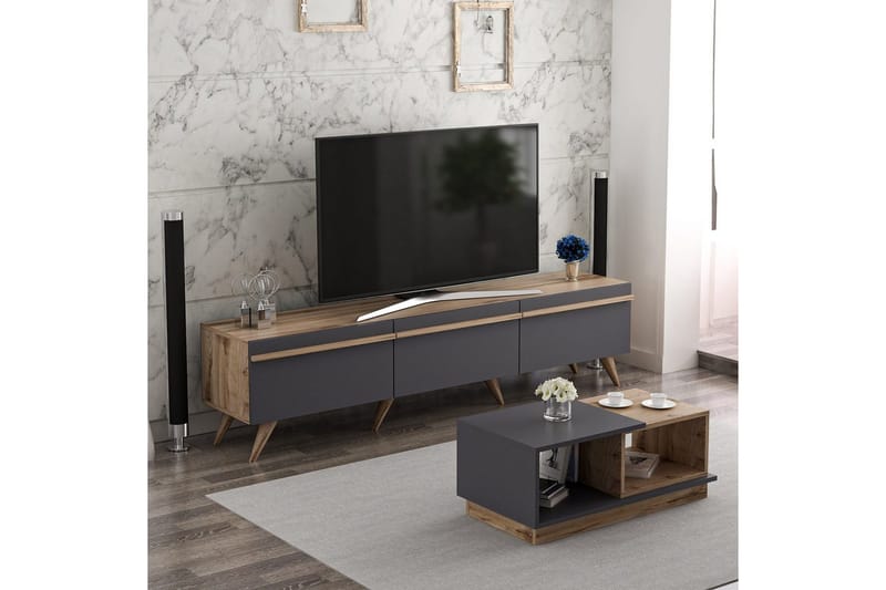 Ravinarville Møbelsett for Stue - Antrasitt/Valnøtt - Oppbevaring - Oppbevaringsmøbler - Møbelsett til stue