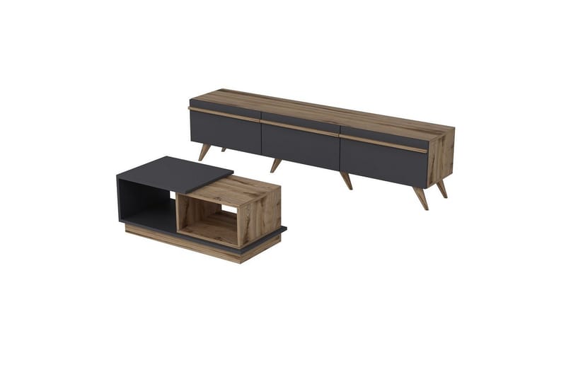 Ravinarville Møbelsett for Stue - Antrasitt/Valnøtt - Oppbevaring - Oppbevaringsmøbler - Møbelsett til stue
