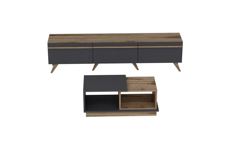 Ravinarville Møbelsett for Stue - Antrasitt/Valnøtt - Oppbevaring - Oppbevaringsmøbler - Møbelsett til stue