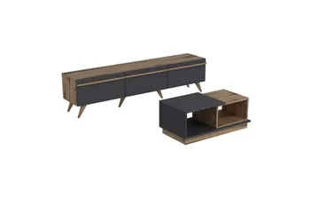 Ravinarville Møbelsett for Stue - Antrasitt/Valnøtt - Oppbevaring - Oppbevaringsmøbler - Møbelsett til stue