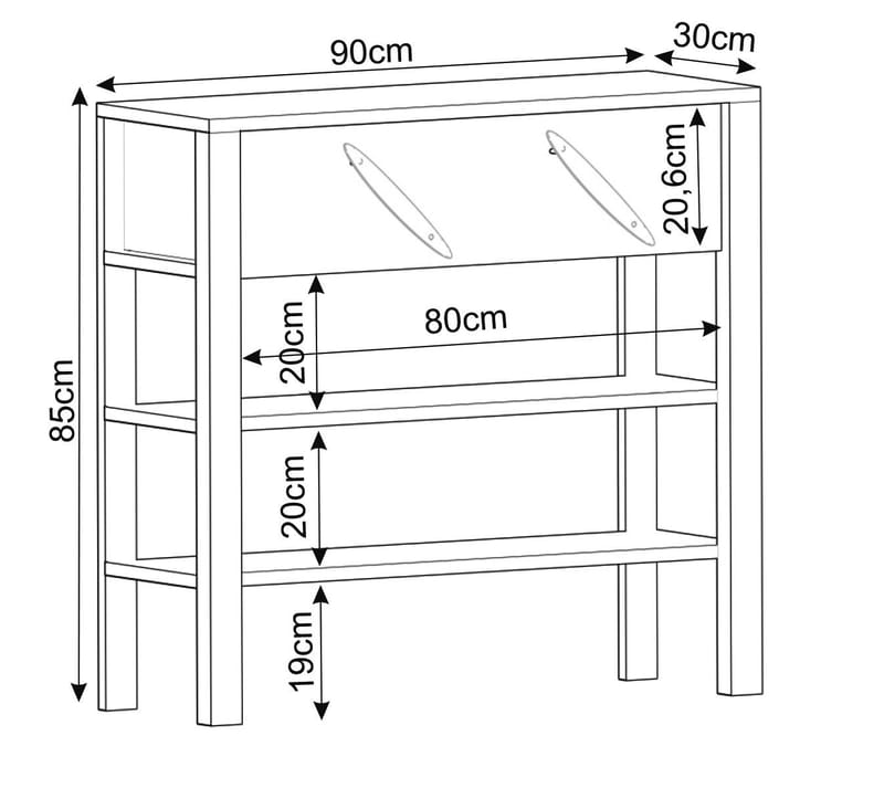 Relon Kommode 90x85x30 cm - Hvit - Oppbevaring - Oppbevaringsmøbler - Sideboard & skjenk
