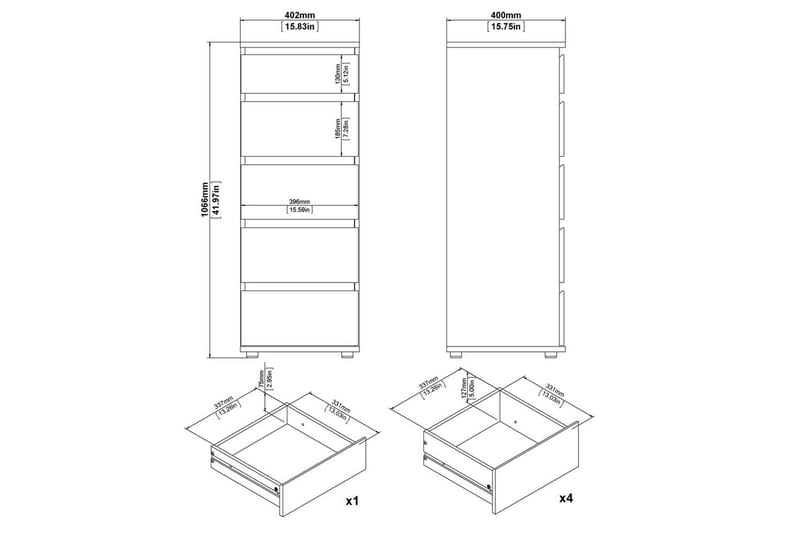 Rengo Kommode 40,2 cm - Hvit - Oppbevaring - Oppbevaringsmøbler - Kommode