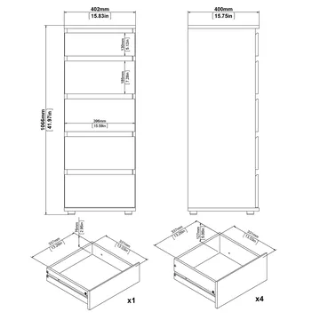 Rengo Kommode med 5 skuffer 40x40x107 cm - Oppbevaring - Oppbevaringsmøbler - Kommode