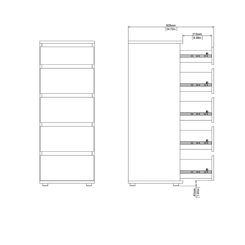 Rengo Kommode med 5 skuffer 40x40x107 cm - Oppbevaring - Oppbevaringsmøbler - Kommode