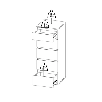Rengo Kommode med 5 skuffer 40x40x107 cm - Oppbevaring - Oppbevaringsmøbler - Kommode