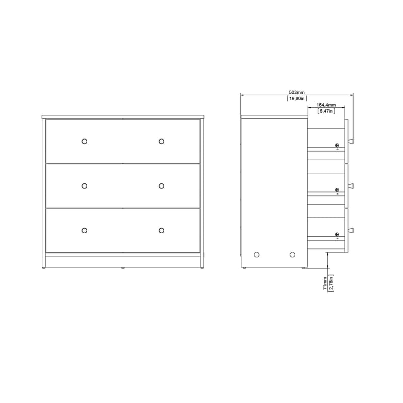 Renor Kommode 3 skuffer 72x30x68 cm - Oppbevaring - Oppbevaringsmøbler - Kommode