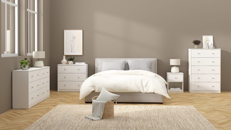 Renor Kommode med 5 skuffer Hvit 72x30x108 cm - Oppbevaring - Oppbevaringsmøbler - Kommode