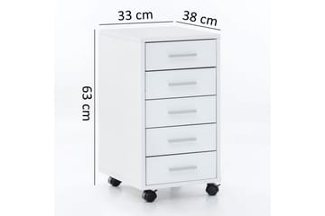 Rullecontainer Wohnling 5 skuffer med hjul, foliert sponplate, moderne stil Hvit - Hvit - Oppbevaring - Oppbevaringsmøbler - Kommode